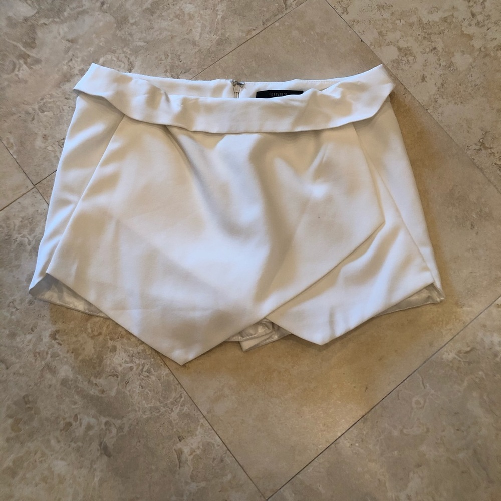 White fold over skort
